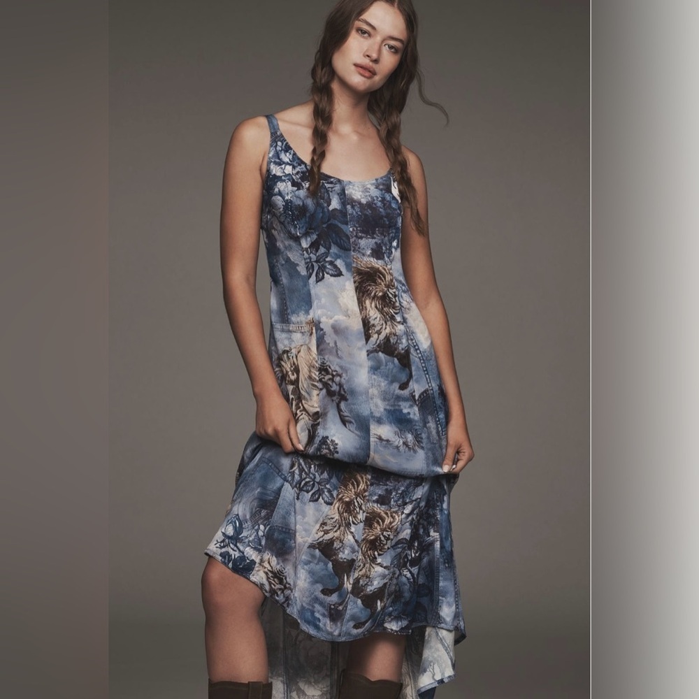 Anthropologie x Pilcro Sleeveless Scoop-Neck MIDI Dress Size L NWT